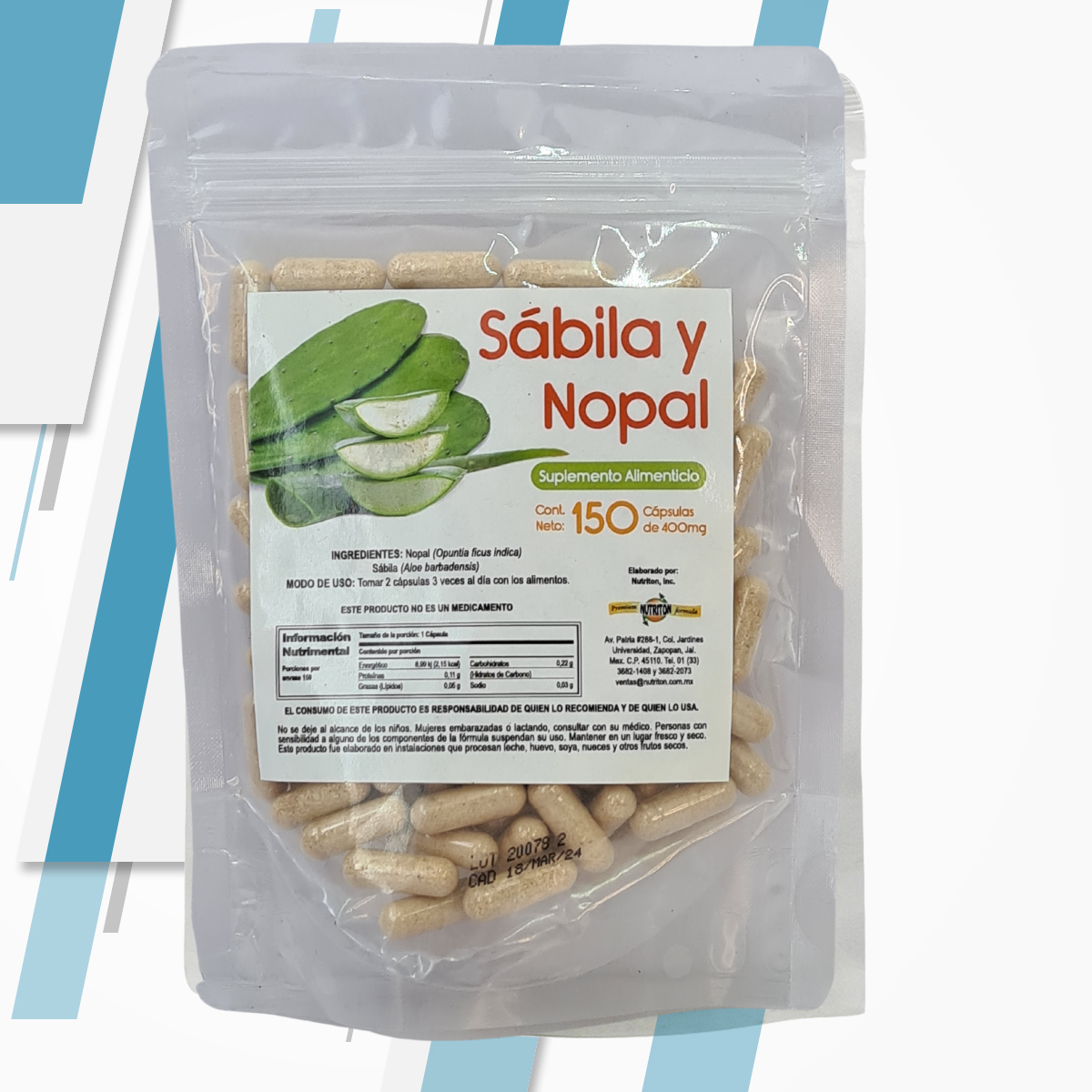 SABILA Y NOPAL 150 CAPS 400MG