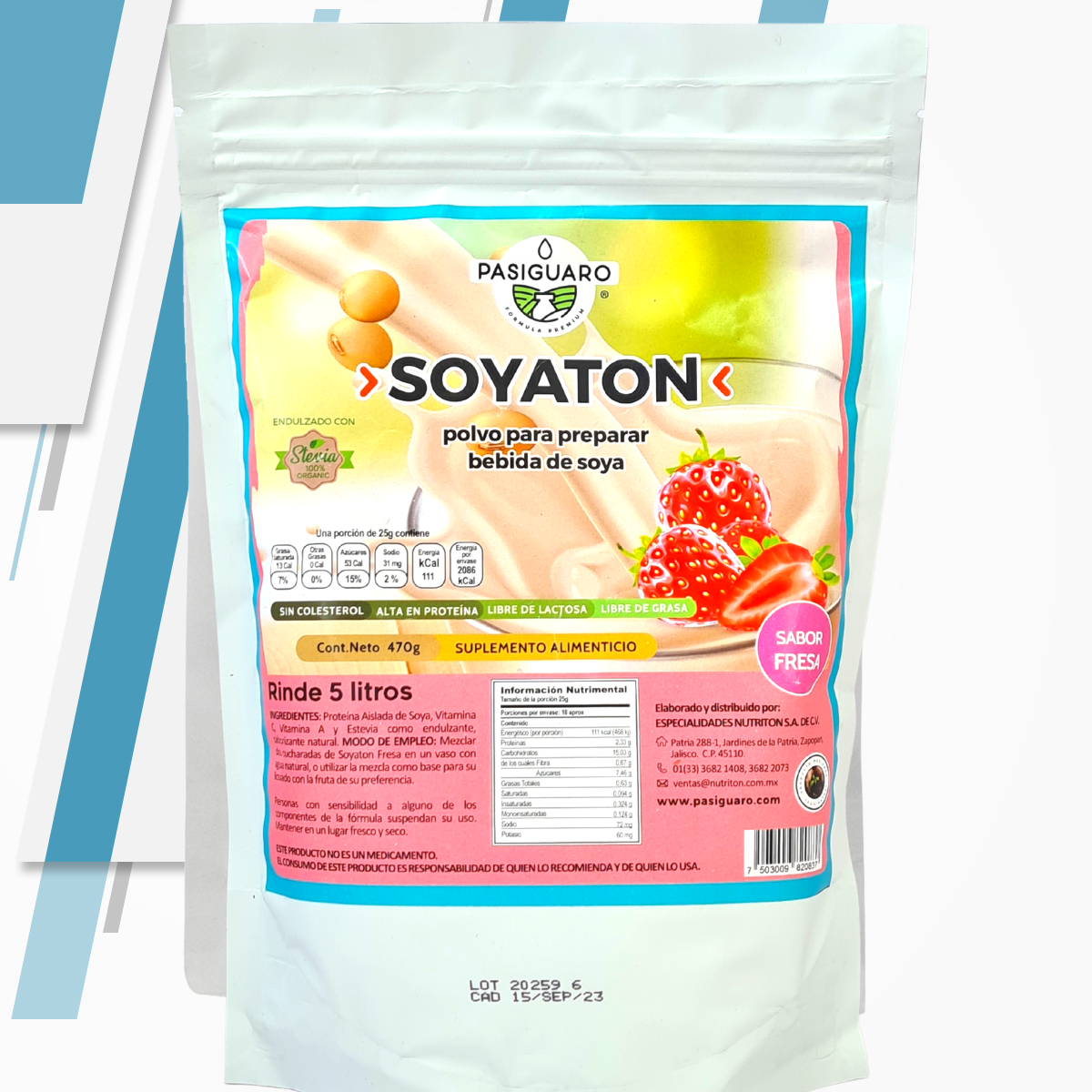 SOYATON SUSTITUTO DE LECHE SABOR FRESA 470g