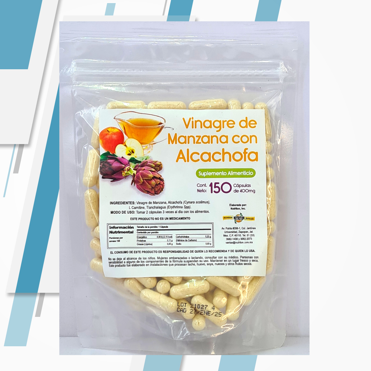 VINAGRE DE MANZANA CON ALCACHOFA 150 CAPS 400M