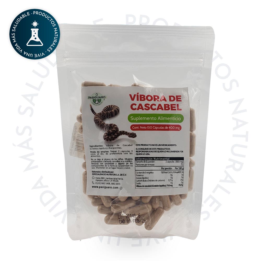 Víbora de cascabel 150 caps DE 400 mg PASIGUARO